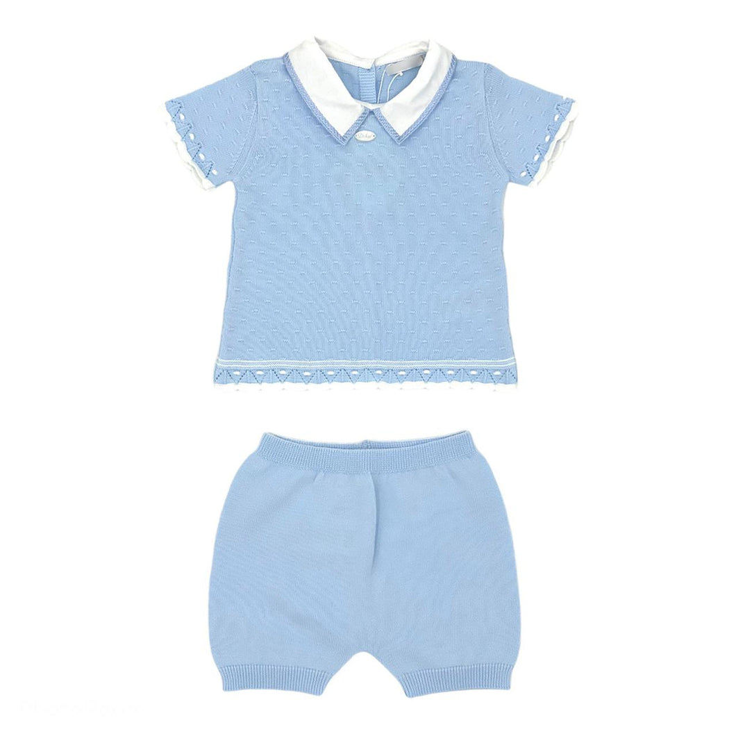 Pale Blue Cotton Shorts Set