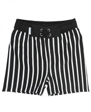 Cargar imagen en el visor de la galería, Black &amp; White Stripe Swim Trunks
