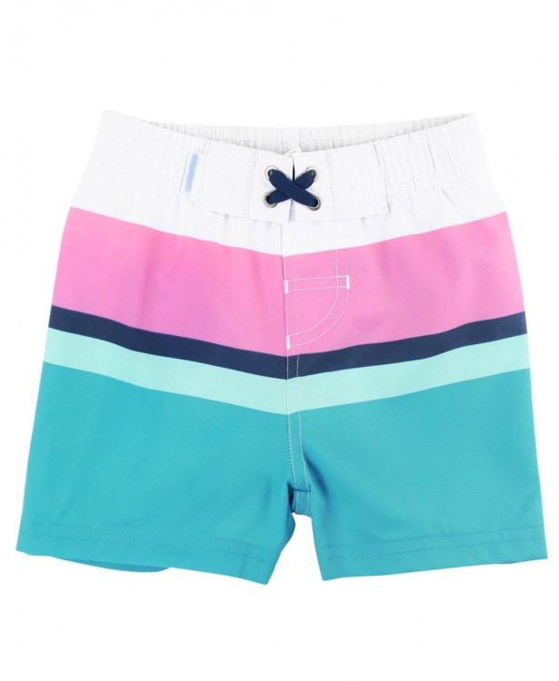 Aqua Color Block Swim Trunks