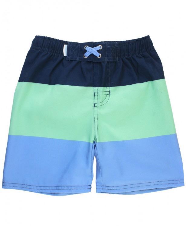 Mint & Blue Color Block Swim Trunks