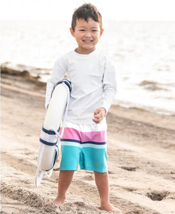 Aqua Color Block Swim Trunks