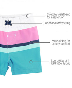 Aqua Color Block Swim Trunks