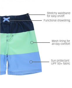 Mint & Blue Color Block Swim Trunks