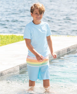 Rainbow Multi-Stripe Swim Trunks