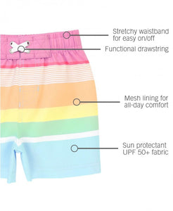 Rainbow Multi-Stripe Swim Trunks