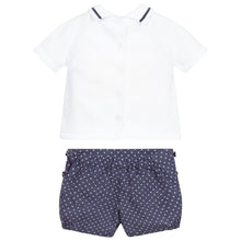 Cargar imagen en el visor de la galería, Blue &amp; White Cotton Shorts Set
