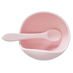 Pink Silicone Suction Bowl & Spoon Set