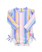 Cargar imagen en el visor de la galería, Rainbow Lane Stripe Long Sleeve One Piece Rash Guard
