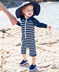 Navy Stripe Rash Guard Bodysuit