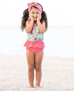 Rosy Sweetheart Ruffle Tie Tankini