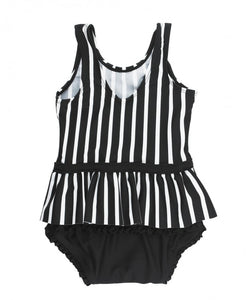 Black & White Stripe Skirted One Piece