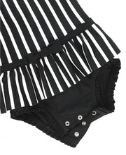 Cargar imagen en el visor de la galería, Black &amp; White Stripe Skirted One Piece
