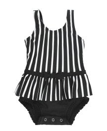 Black & White Stripe Skirted One Piece