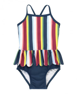 Sunset Stripe Scallop Peplum One Piece